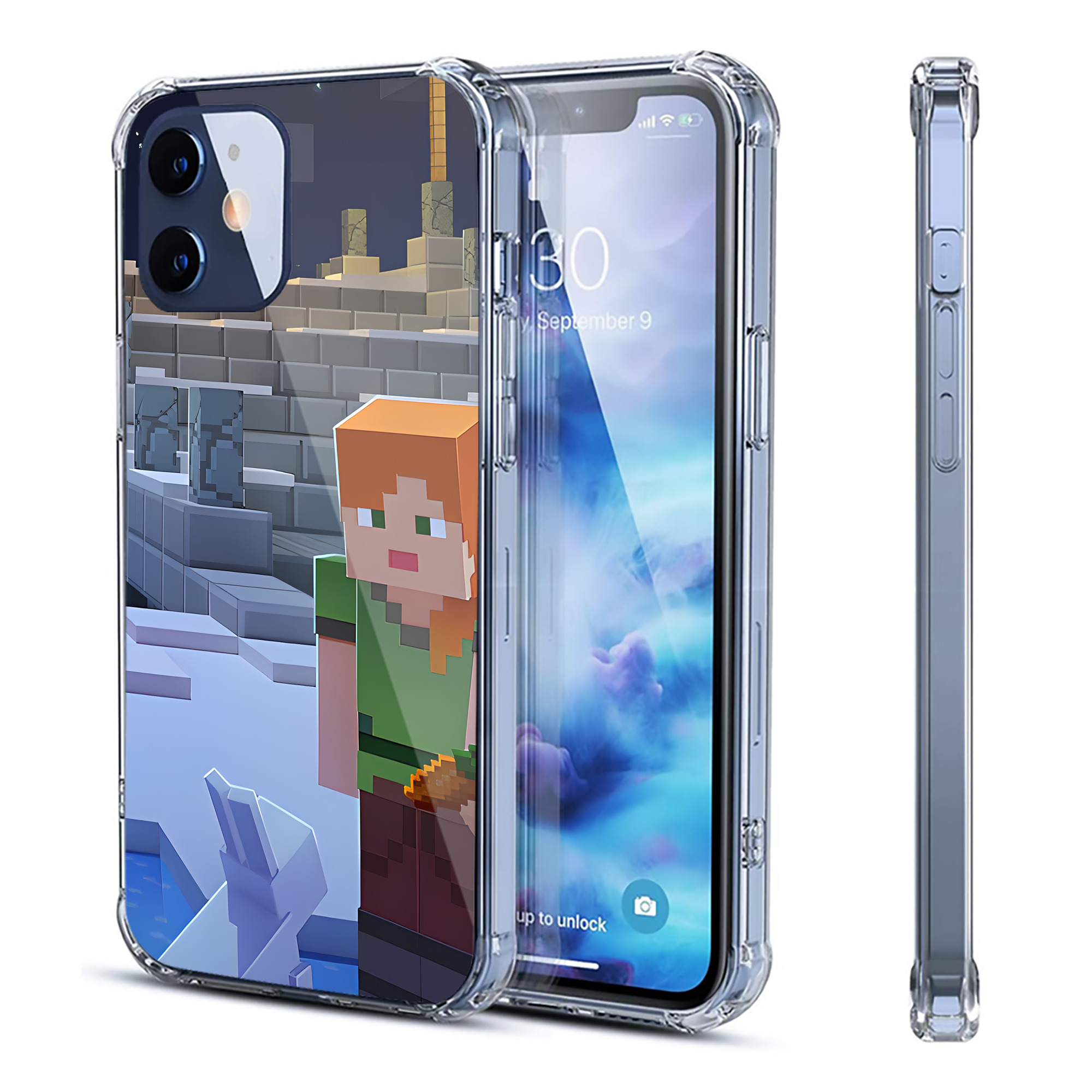 （画像用） マインクラフト ブロックの世界 Minecraft MC Block world 【iPhone 12シリーズ対応】透明スマホケース（クリアソフトケース）